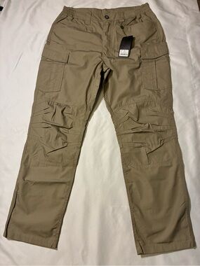 Men's Tactical Cargo Pants in Khaki - Durable Everyday Workwear- Elastic Waist